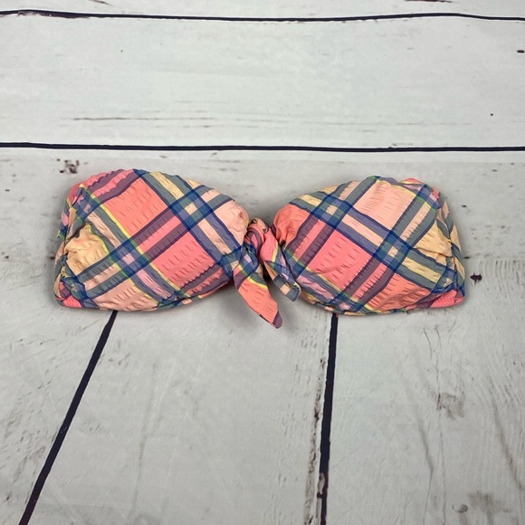 VS Pink Plaid Swim Bandeau - Picture 1 of 8